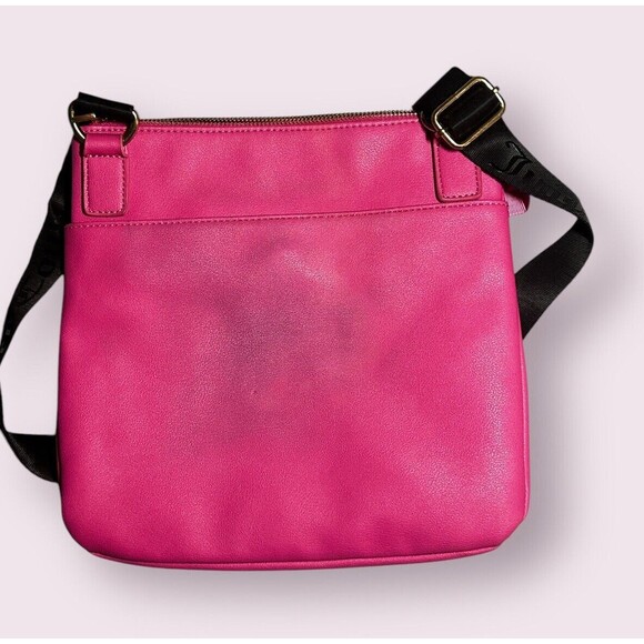 Juicy Couture Pink Crossbody Bag Leather Look Heart Charm Gold Designer Purse - Picture 7 of 7